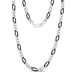 BLK/STEEL FIGARO CHAIN 24