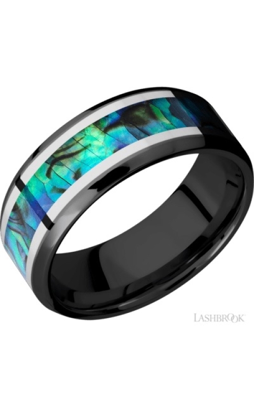 ZIRCONIUM/14KW/ABALONE 8MM BAND